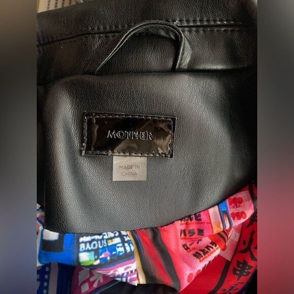 MOTHER  Jacket Womens Size XS Black The Long Chopper Faux Leather Regular Fit - Picture 9 of 16